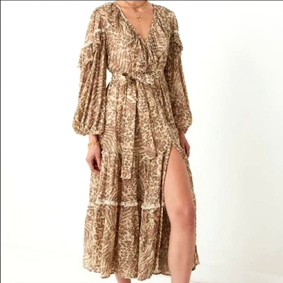 NWT Spell and the Gypsy Leopard Ada  Print Boho maxi dress size small - Picture 3 of 12